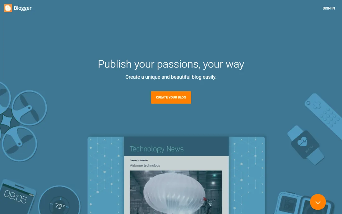 Blogger homepage
