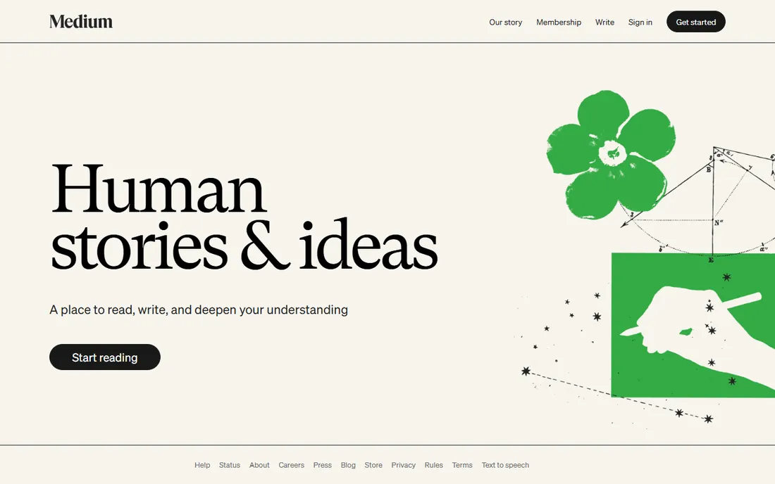 Medium homepage
