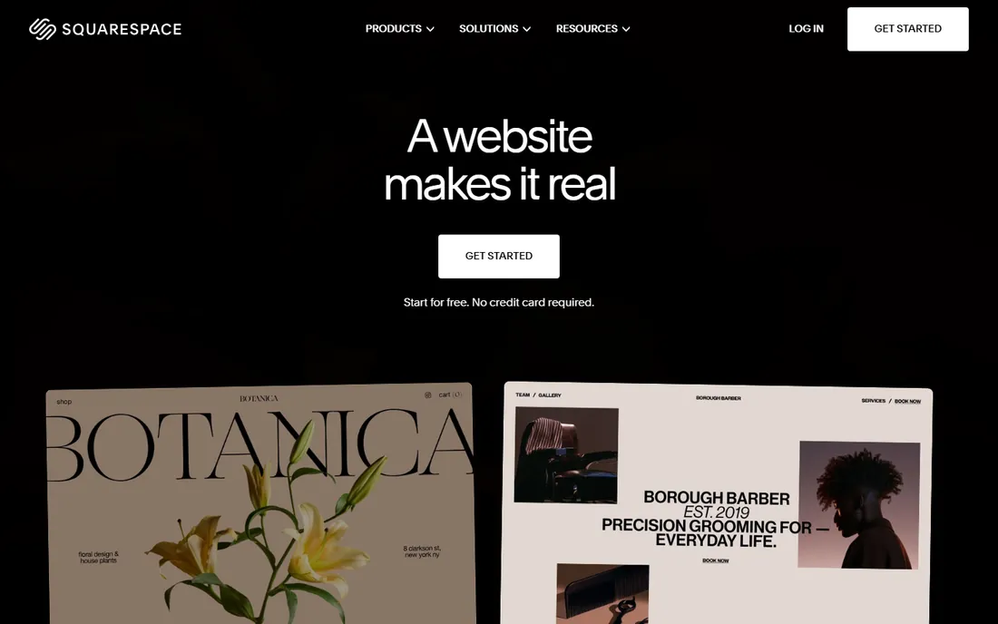 Squarespace homepage