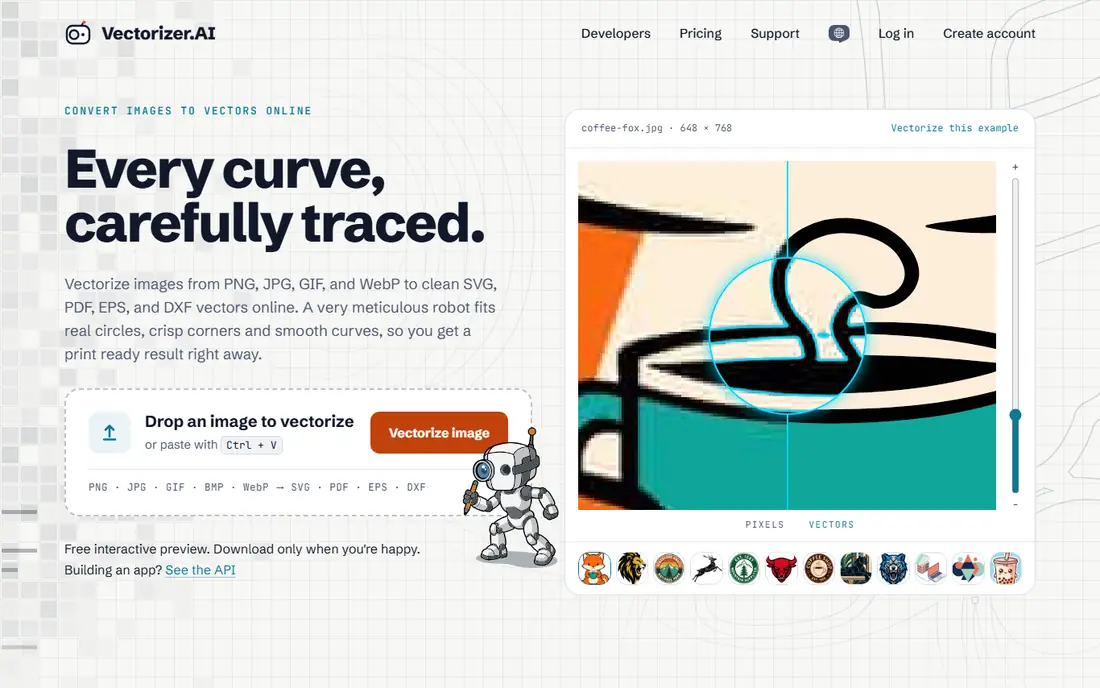 Vectorizer.AI homepage