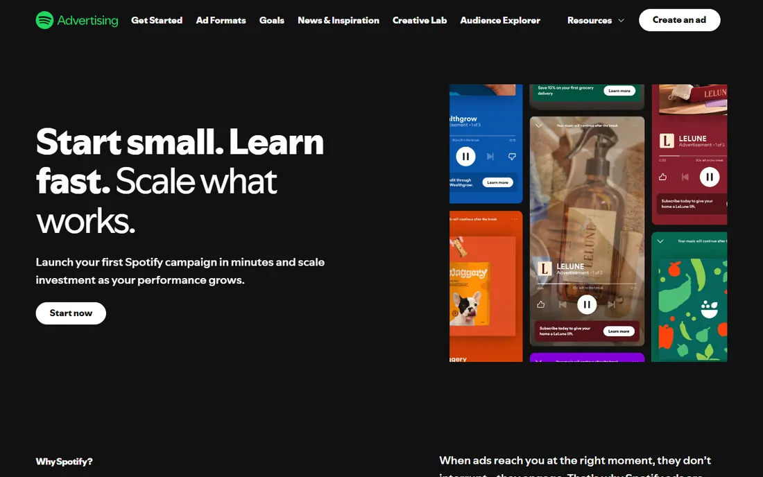 Spotify Ad Studio homepage