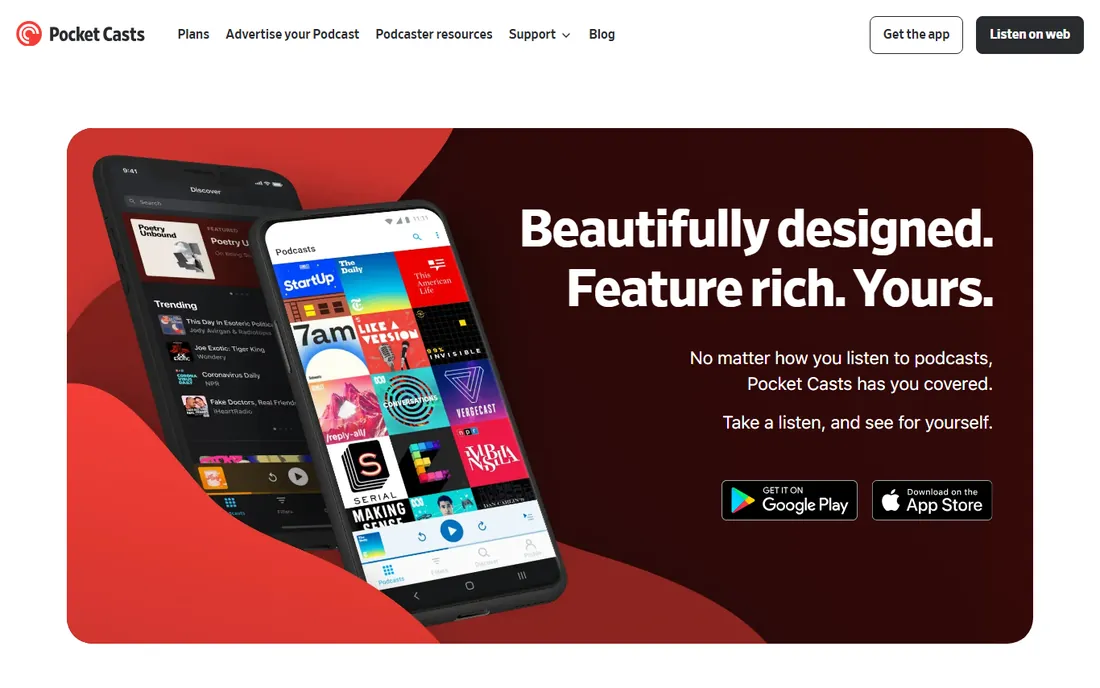 Pocket Casts homepage