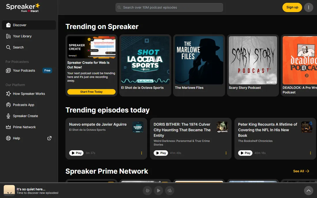 Spreaker homepage
