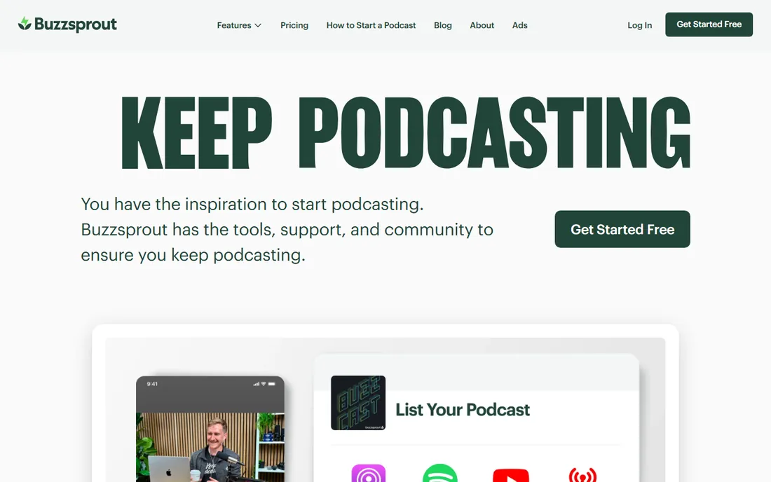 Buzzsprout homepage