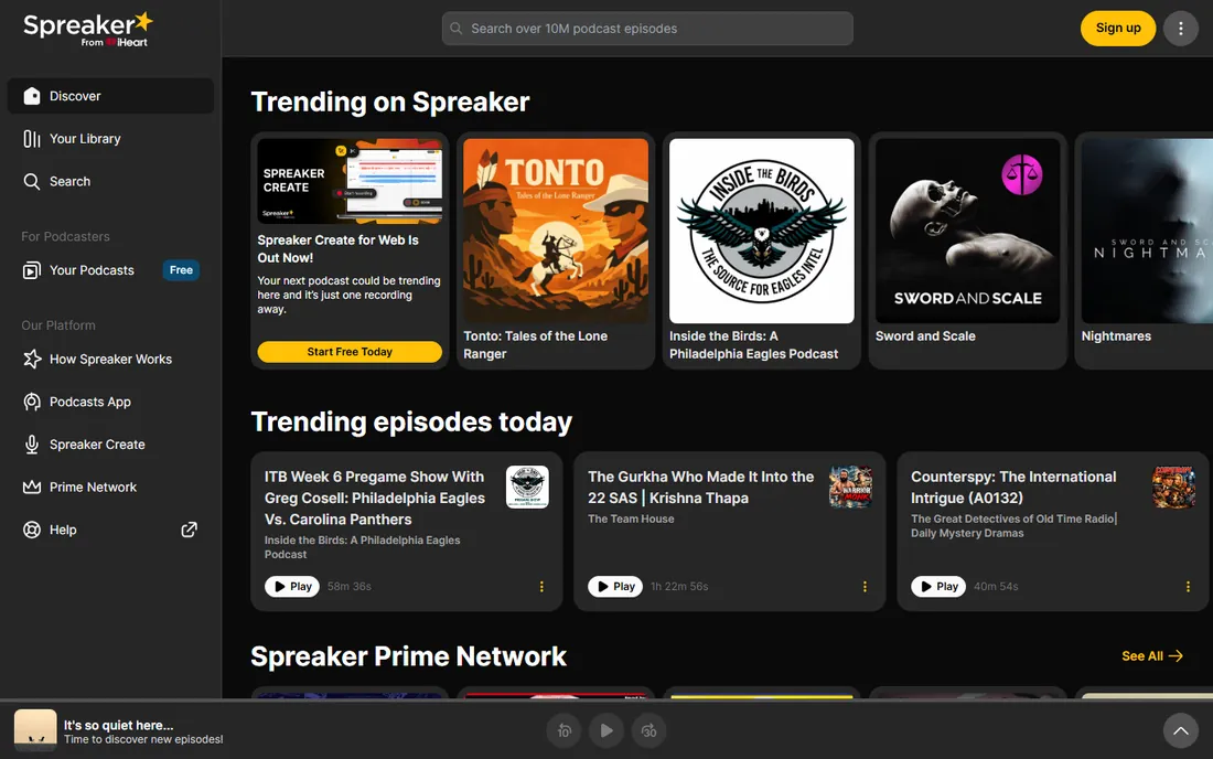 Spreaker homepage
