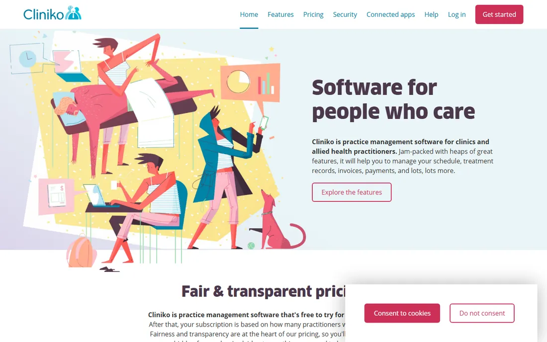 Cliniko homepage
