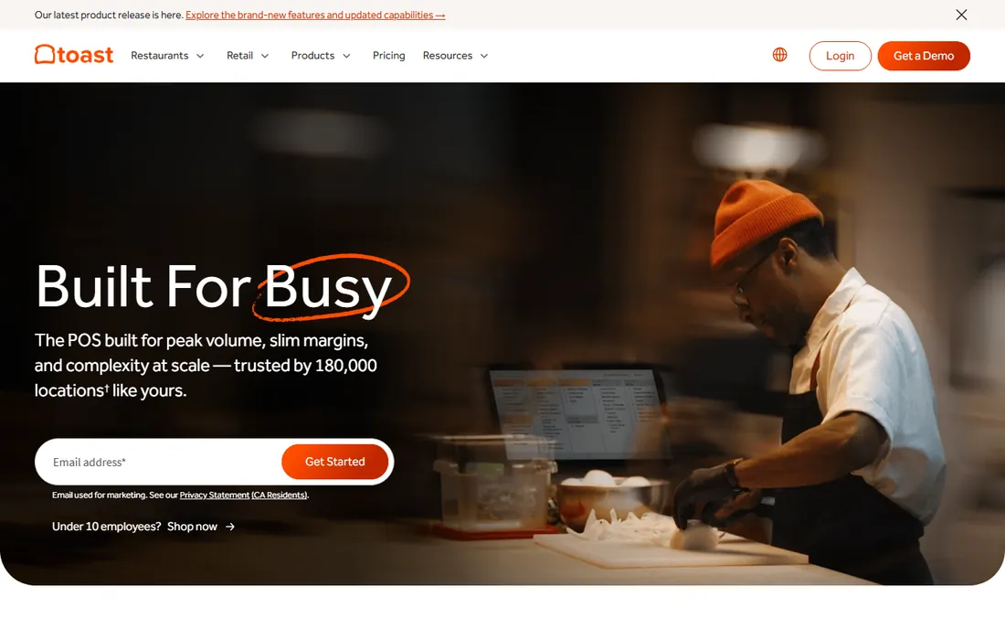 Toast homepage