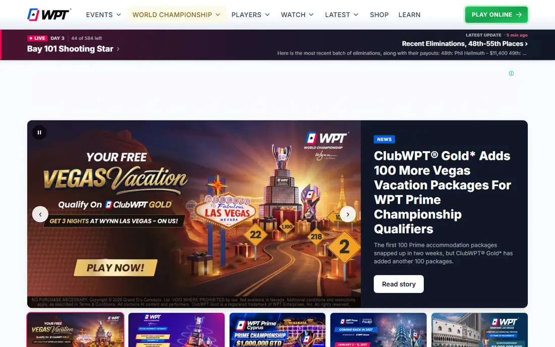 WPT homepage