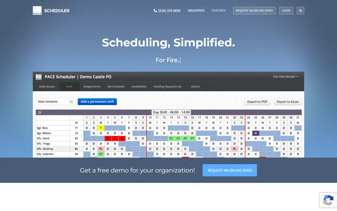 Pace Scheduler homepage