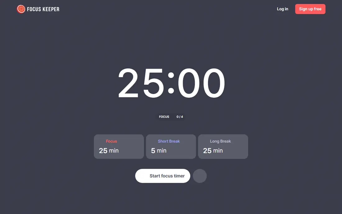 Focus Keeper homepage