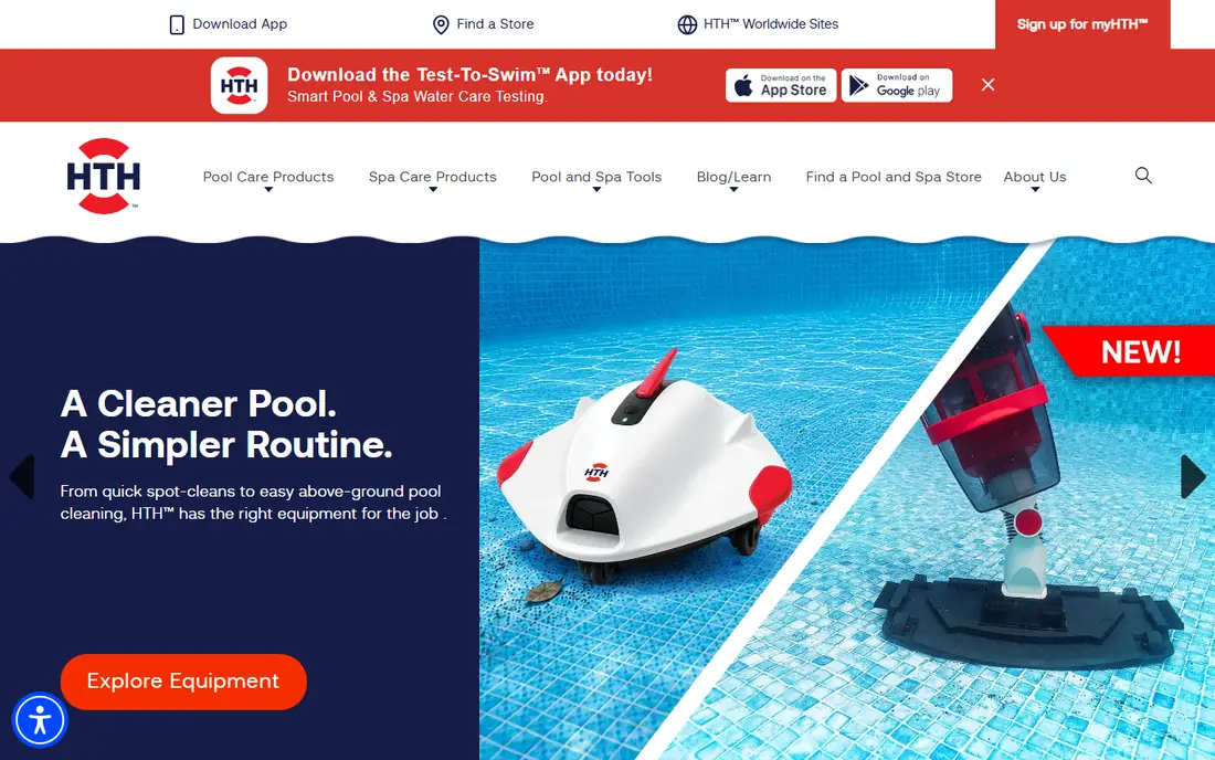 HTH Test to Swim homepage