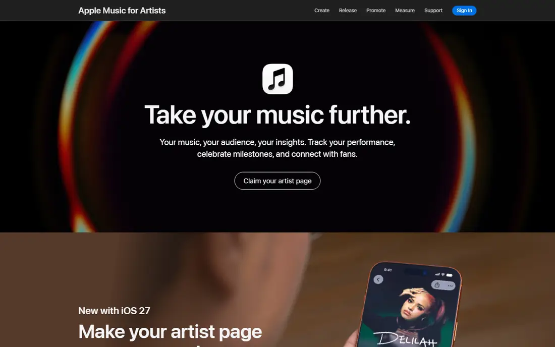 Apple Music for Artists homepage