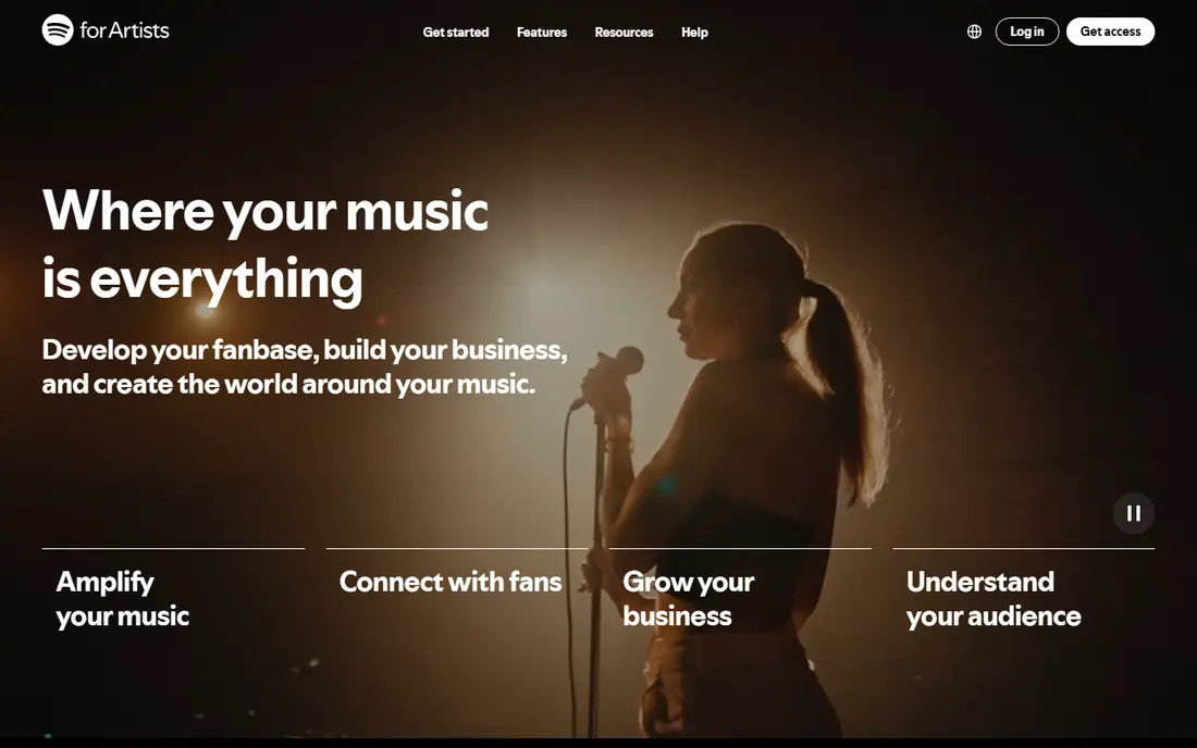 Spotify for Artists homepage