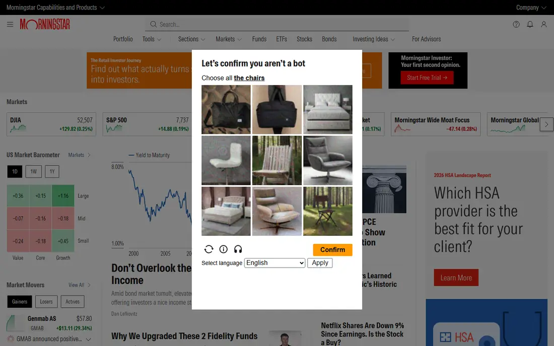 Morningstar Investor homepage