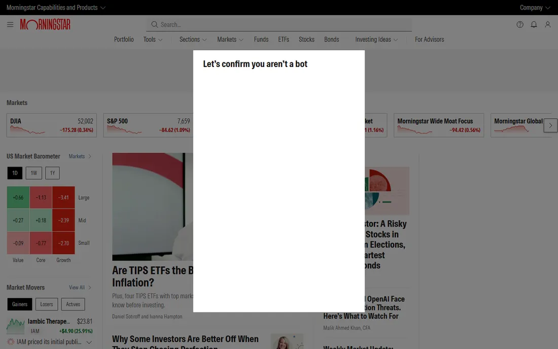 Morningstar Investor homepage