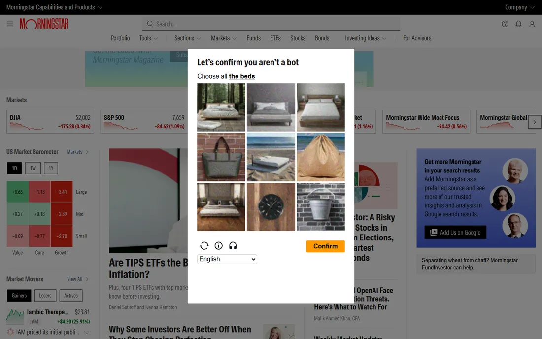 Morningstar Investor homepage