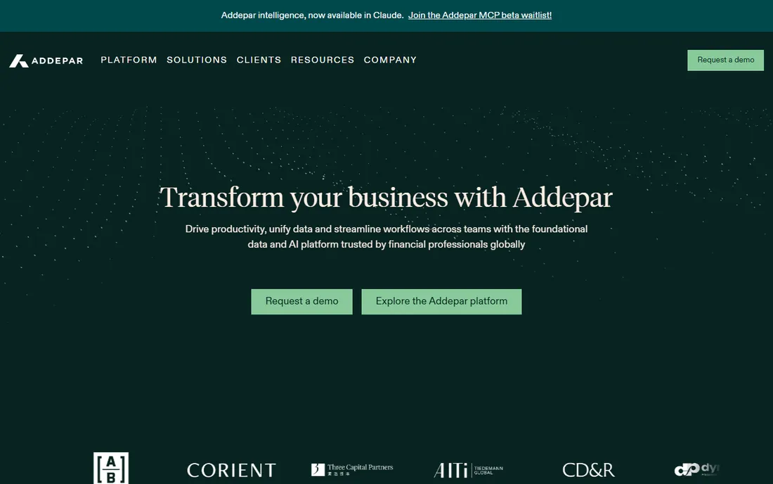 Addepar homepage