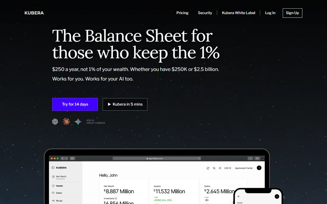 Kubera homepage