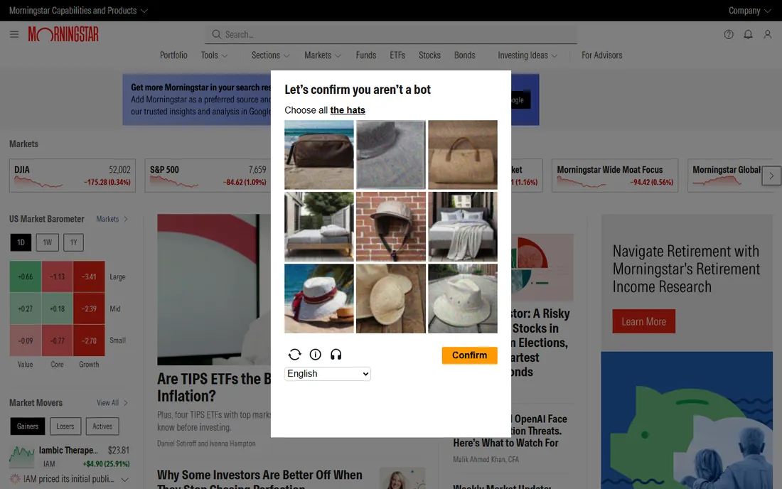 Morningstar homepage