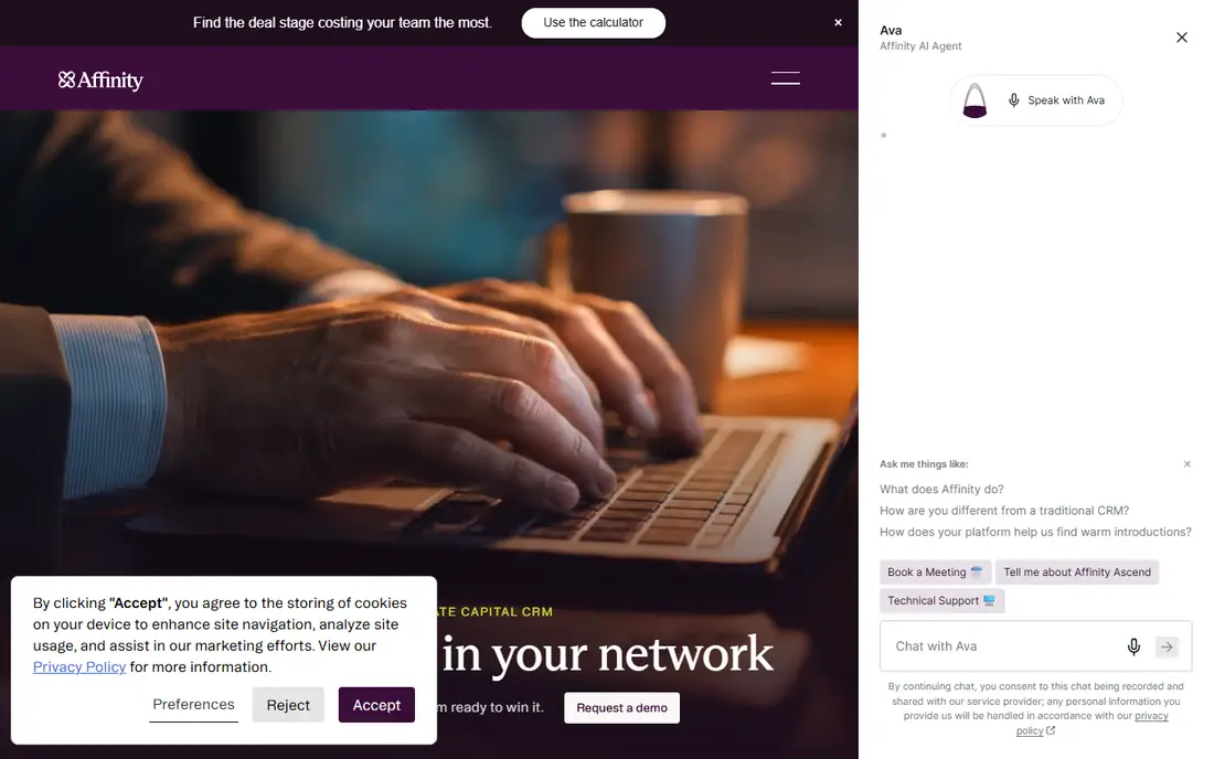 Affinity homepage