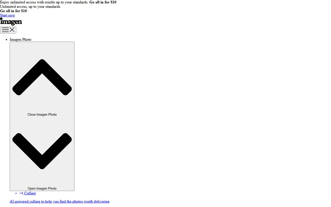 ImagenAI homepage