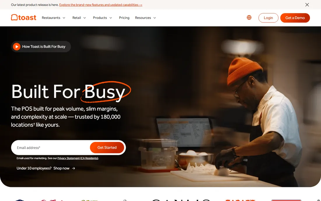 Toast homepage