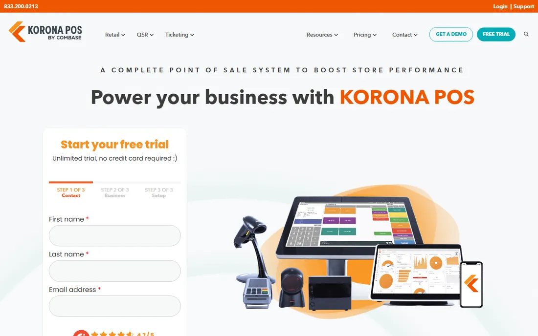 KORONA POS homepage