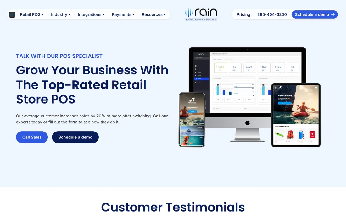 Rain POS homepage