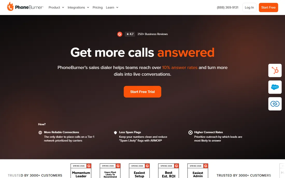 PhoneBurner homepage