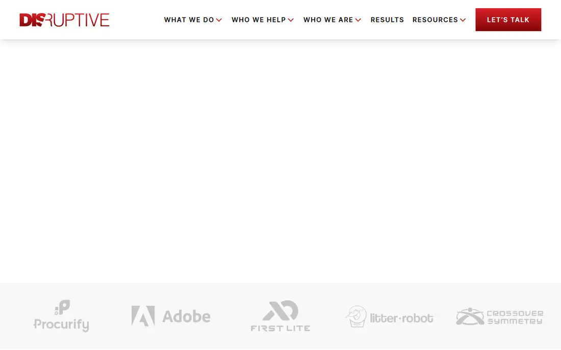 Disruptive Advertising homepage