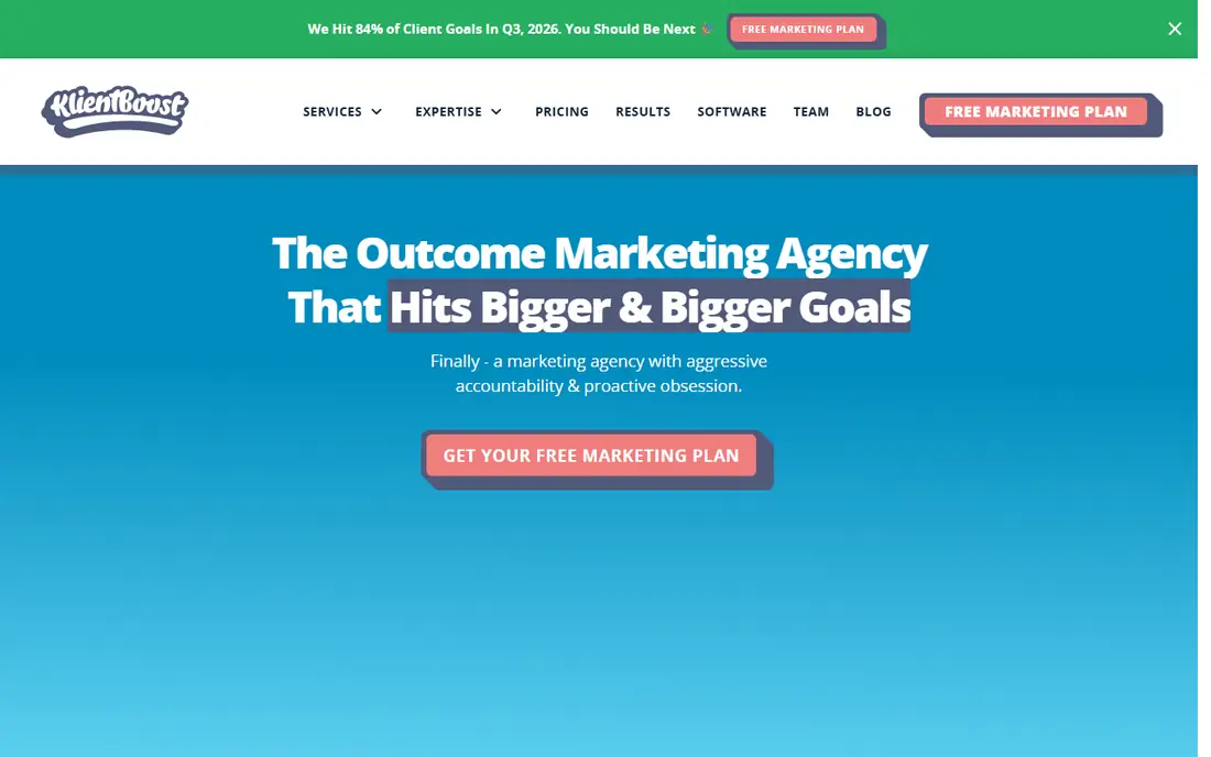 KlientBoost homepage