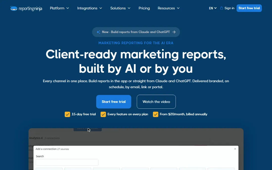 Reporting Ninja homepage