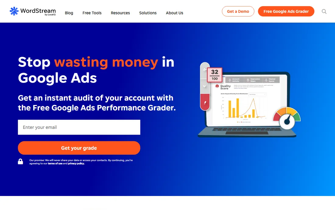 WordStream homepage