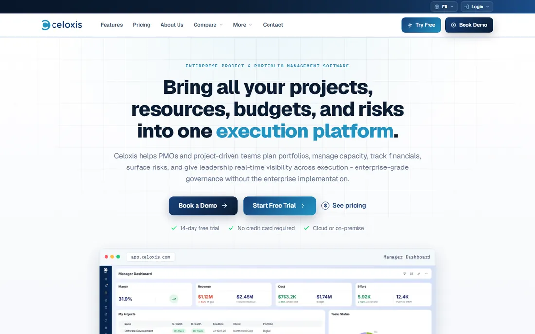 Celoxis homepage