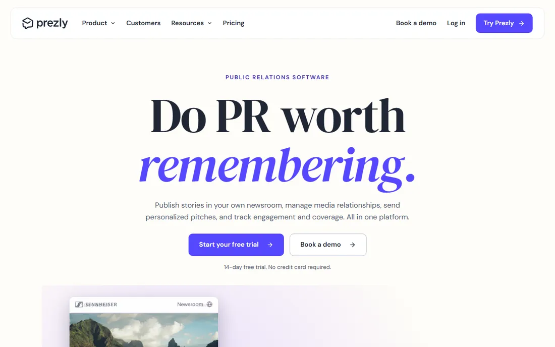 Prezly homepage