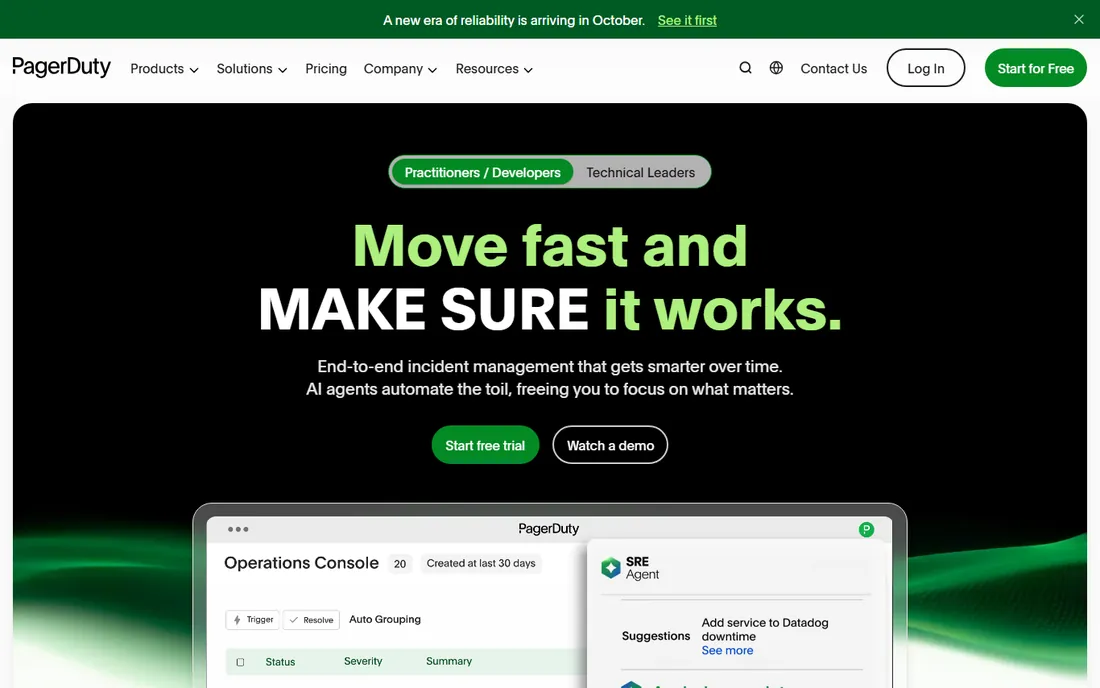 PagerDuty homepage