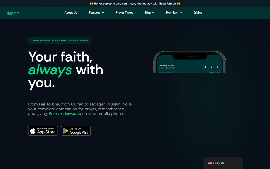 Muslim Pro homepage