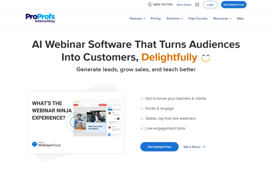 ProProfs WebinarNinja homepage