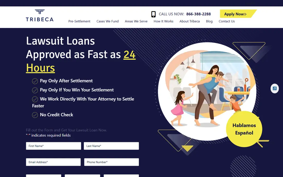 Tribeca Lawsuit Loans homepage