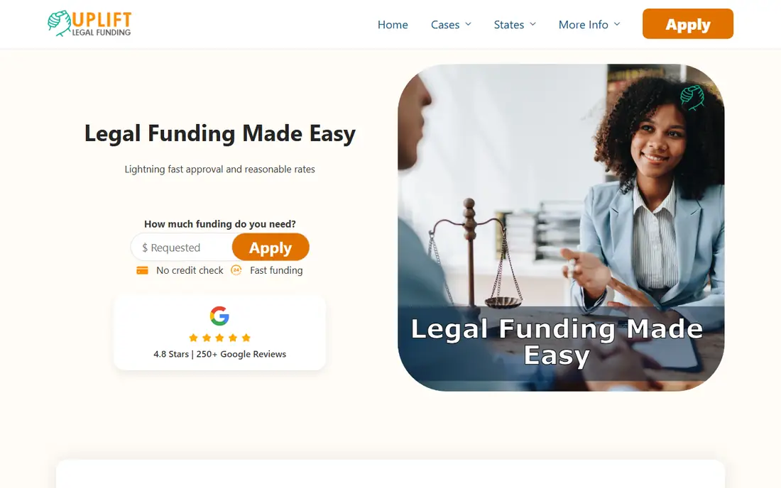 Uplift Legal Funding homepage