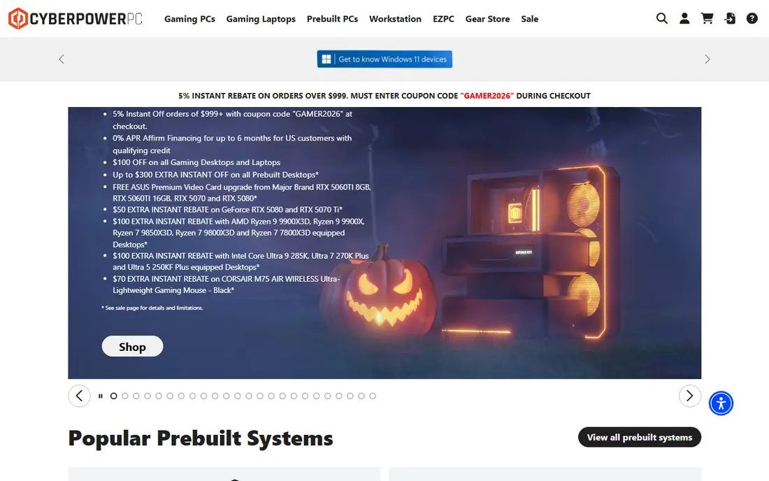 CyberPowerPC homepage