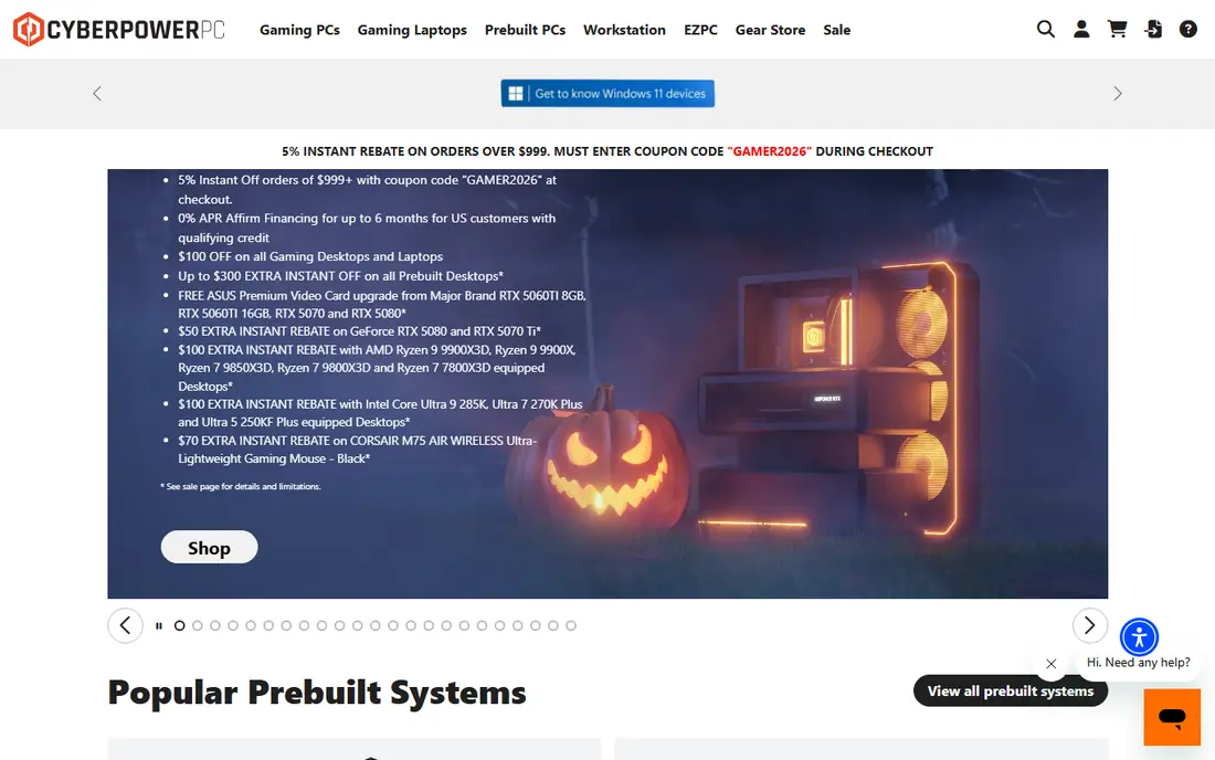 CyberPowerPC homepage