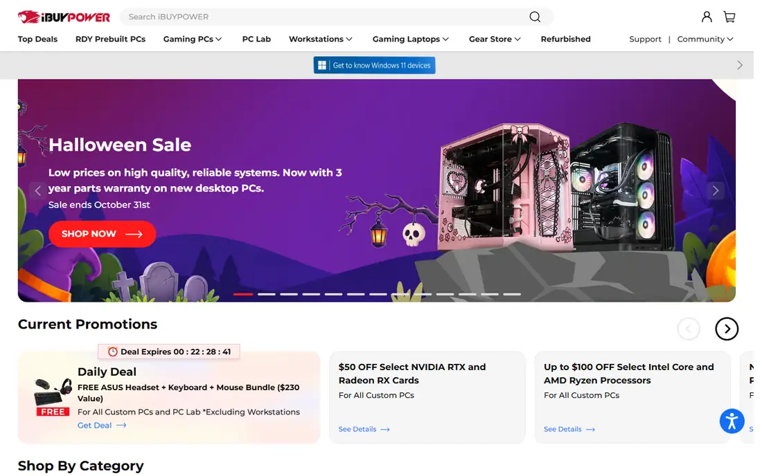 iBUYPOWER homepage