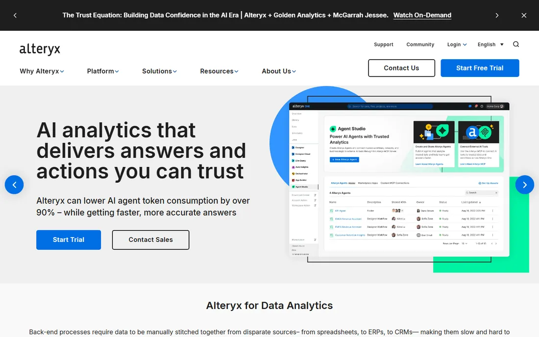 Alteryx homepage