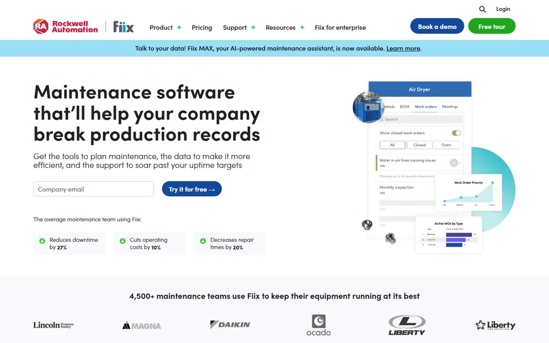 Fiix homepage