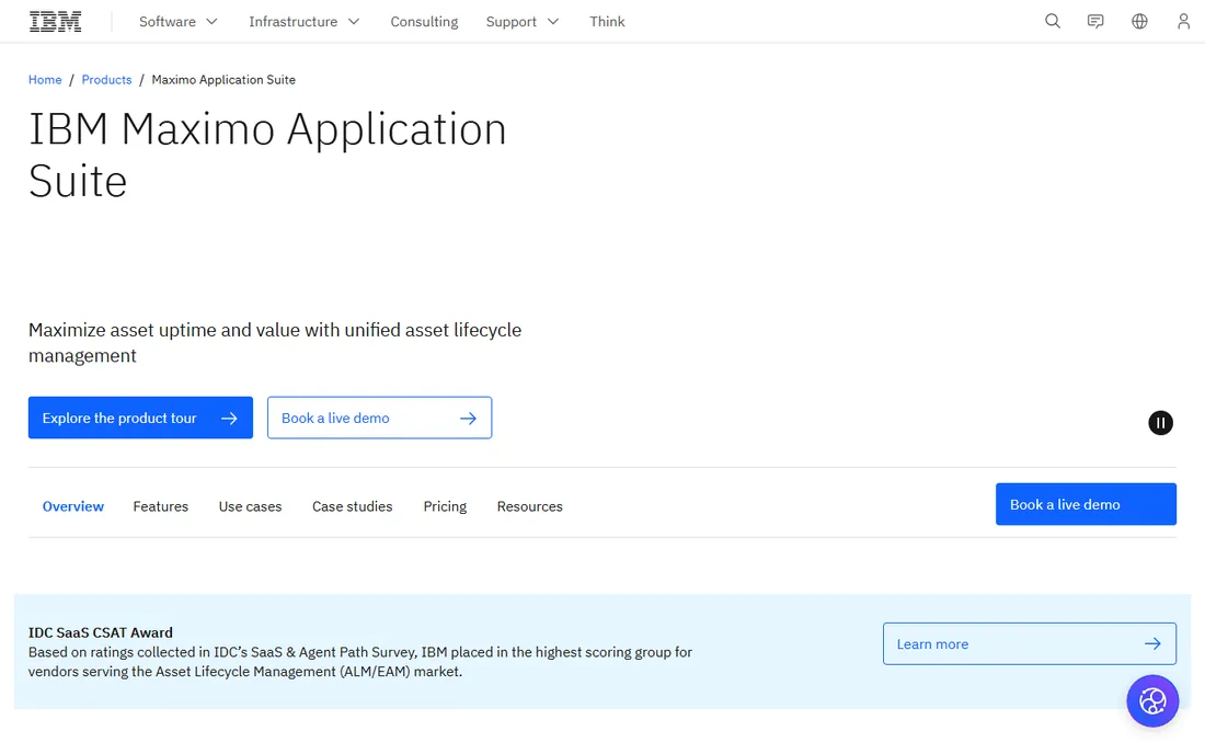 IBM Maximo homepage