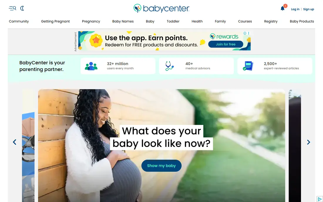 BabyCenter homepage