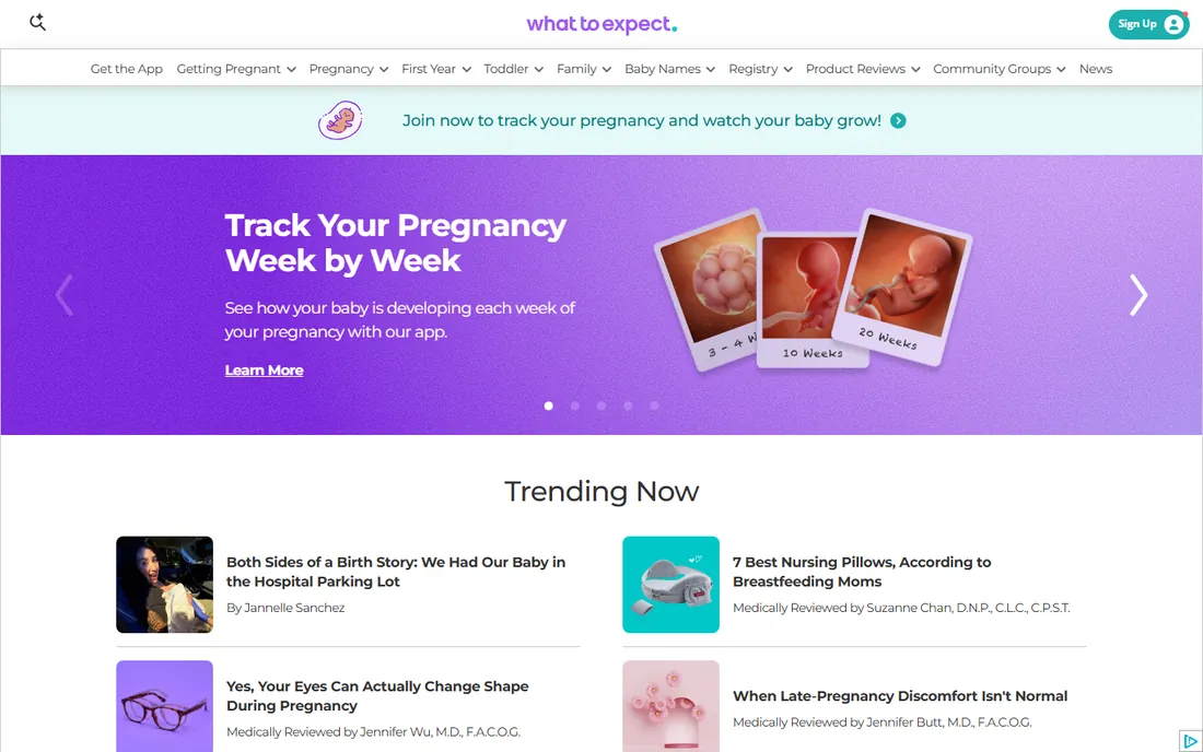 What to Expect homepage