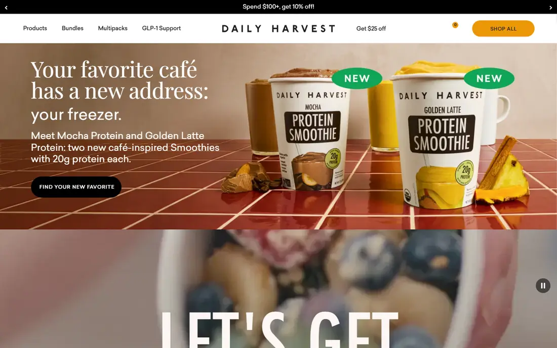 Daily Harvest homepage