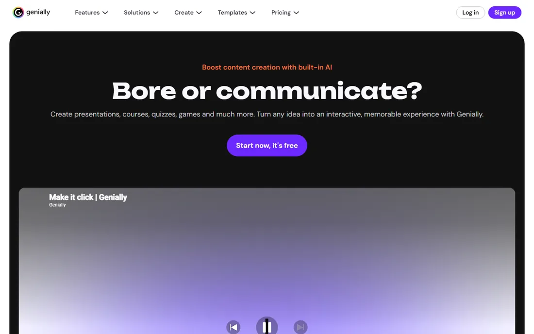 Genially homepage